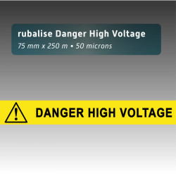 Rubalise plastique Danger High Voltage 75 mm x 250 m jaune